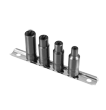 4 pc. 1/4" drive Deep Twist Socket on metal rail